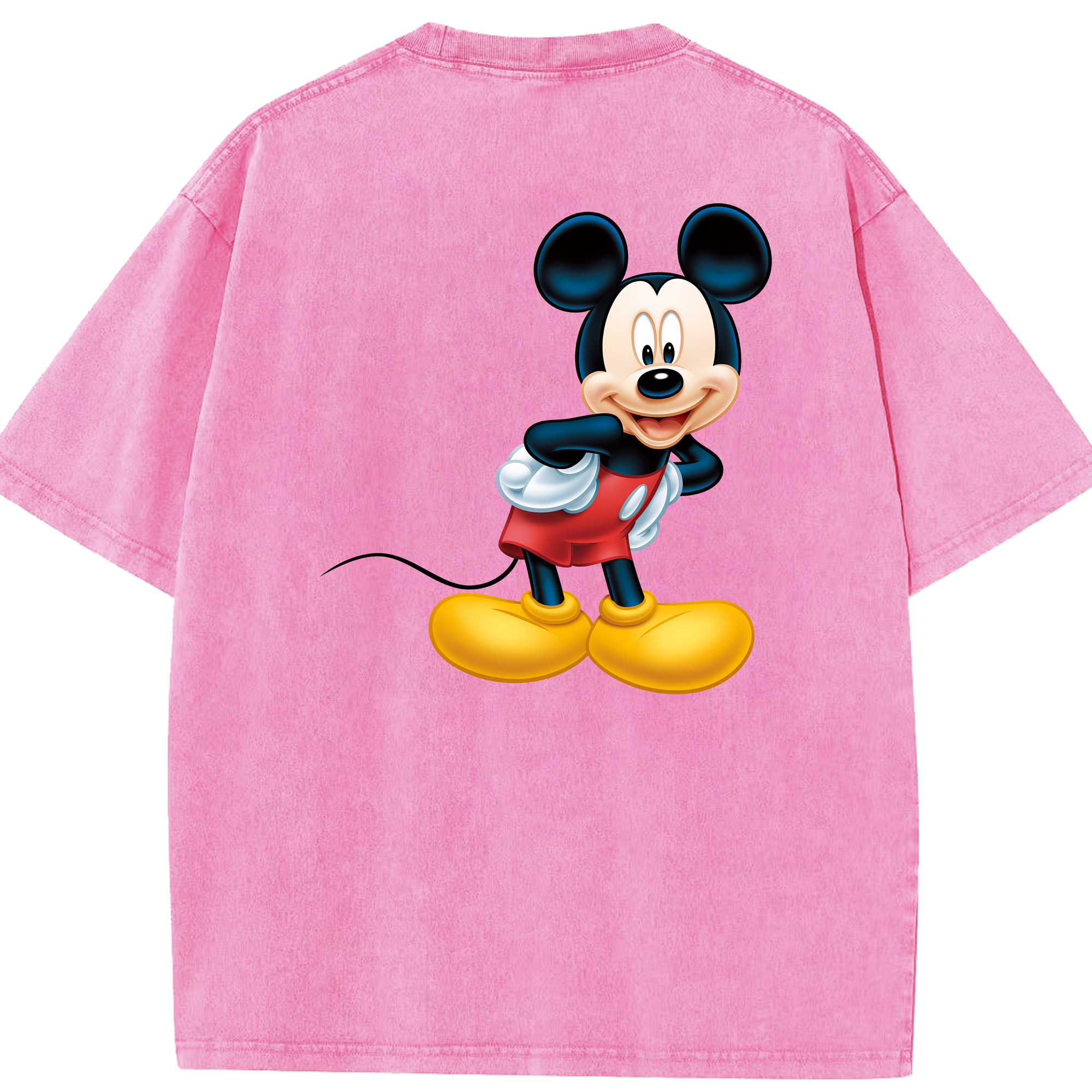 （画像用） ミッキーマウス Mickey Mouse 綿100% ヴィンテージ風 半袖Tシャツ（背面プリント）